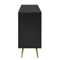 Stylish Sideboard With Wave Geometric Design, Conical Legs, Adjustable, Suitable For Study, Entryway And Living Room Black American Design Mdf