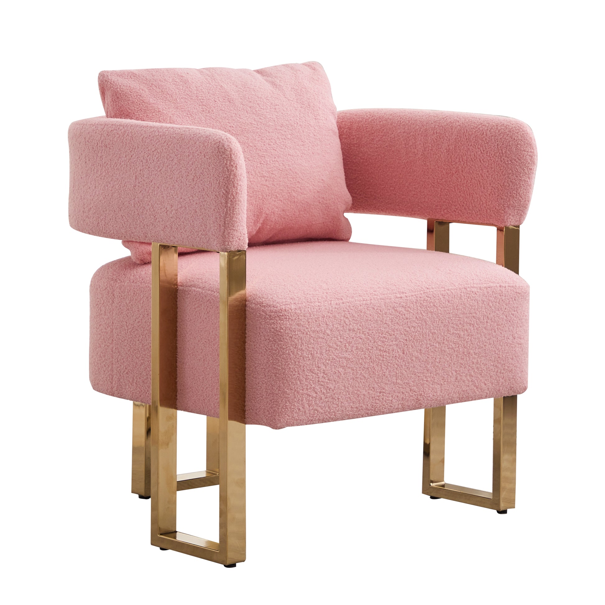 Ts Teddy Velvet Upholstered Metal Foot Sofas Pink Teddy 1 Seat