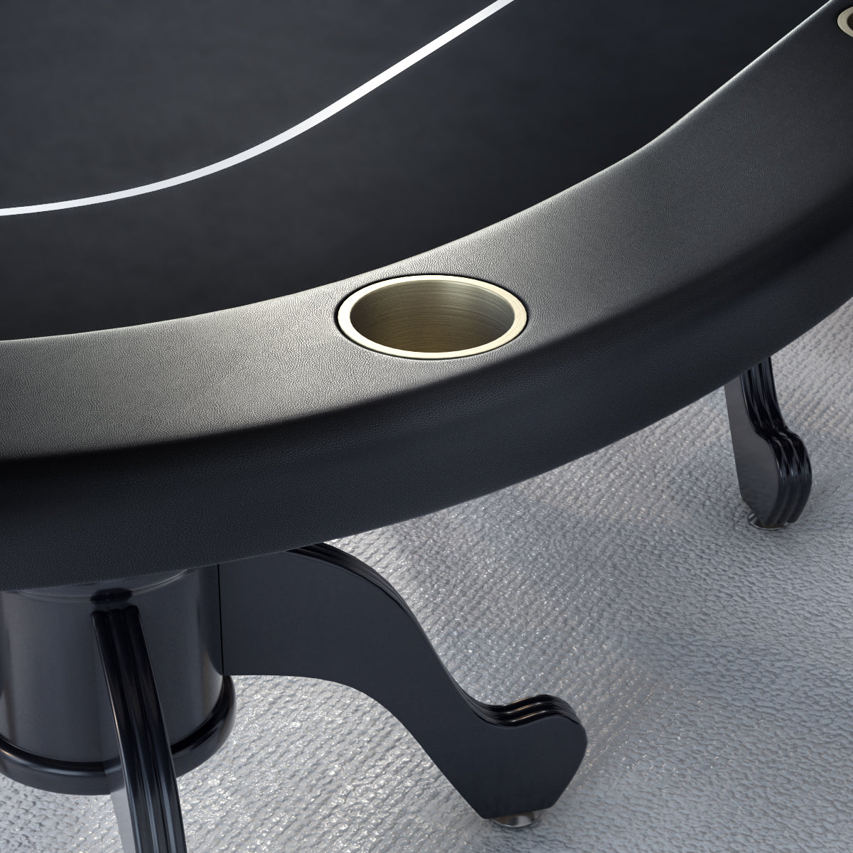96" Poker Table For Texas Holdem Casino Game Premium Aura Oval With Waterproof Felt Cup Holders Chips Tray Drop Box Black Black Primary Living Space Modern Wood