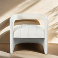 Modern Velvet Accent Chair With Ribbed Detail, Luxury Curved Fully Upholstered Accent Chair, Ivory White No Assembly Needed Ivory White Velvet
