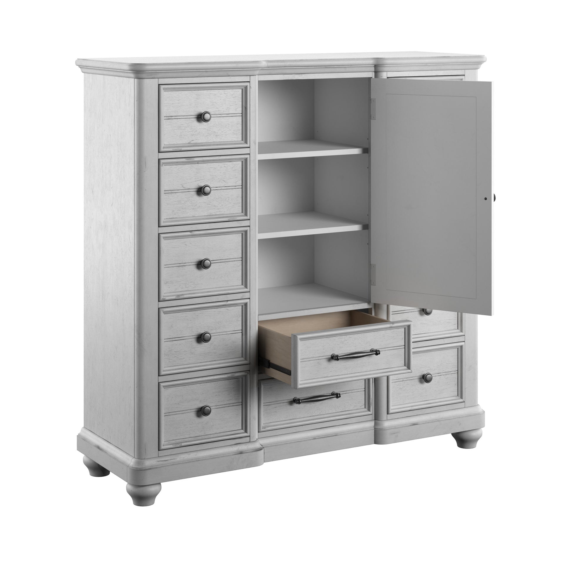 Mariano Gray 12 Drawer Master Chest With Cabinet Gray Solid Wood