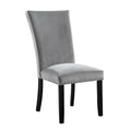 Attractive Set Of 2Pc Side Chairs Dining Room Furniture Gray Flannelette Seat Trim Kitchen Breakfast Black,Light Gray Dining Room Modern,Transitional Dining Chairs Rubberwood Solid Back Set Of 2