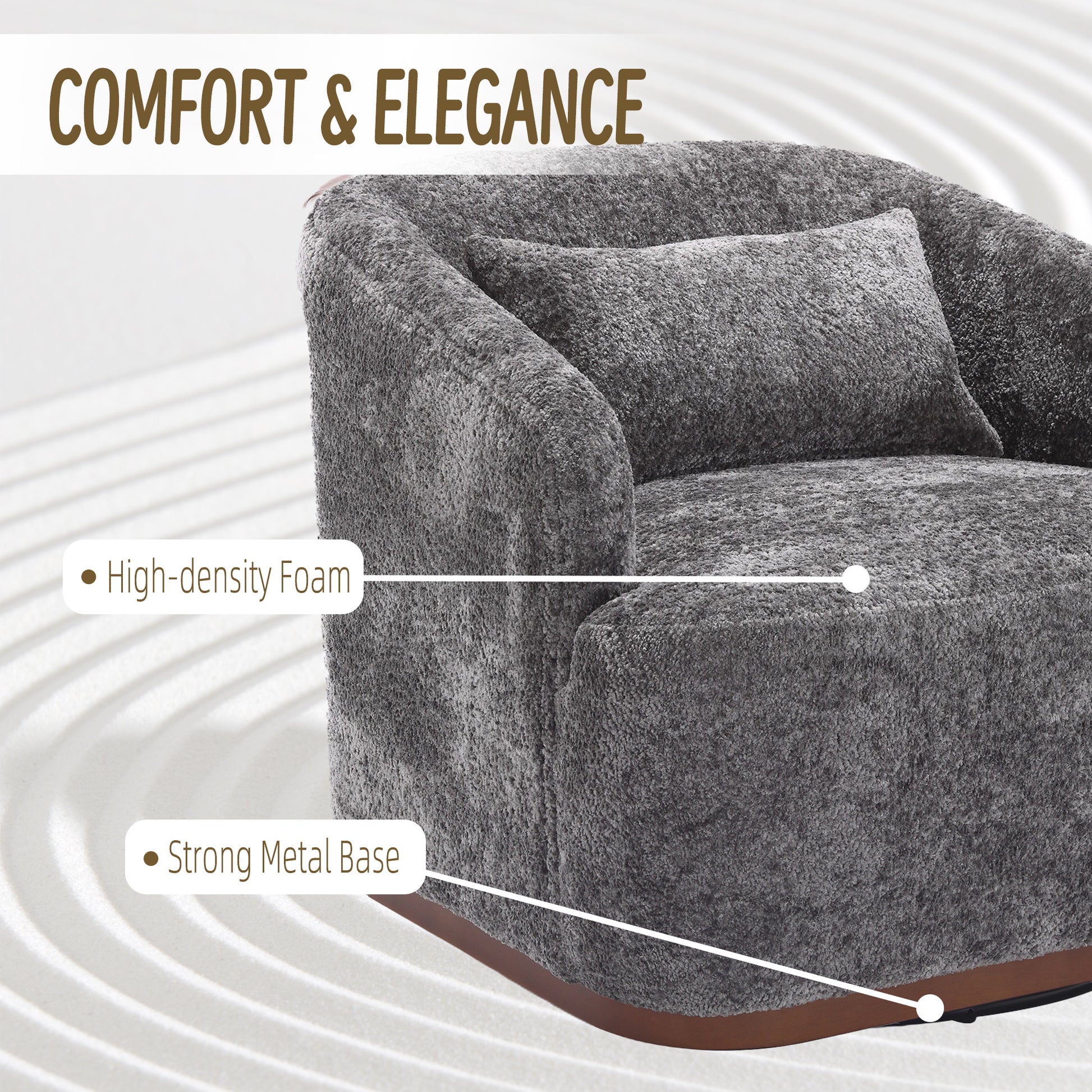 Coolmore Swivel Barrel Chair, Comfy Round Accent Sofa Chair For Living Room, 360 Degree Swivel Barrel Club Chair, Leisure Arm Chair For Nursery, Hotel, Bedroom, Office, Lounge Gray Boucle Gray Primary Living Space Foam Boucle