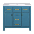 36'' Bathroon Vanity With Resin Sink Combo Set,Modern Freestanding Single Bathroom Cabinet With 4 Drawers & 2 Cabinets,Storage Cabinet For Bathroom, Solid Wood Frame Vanity Set Same As Sw000130Aac