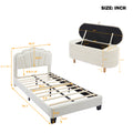 2 Pieces Bedroom Sets Twin Size Flower Shaped Upholstered Led Platform Bed With Storage Ottoman Sherpa Fabric, White Twin White 2 Piece Set Wood