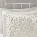 3 Piece Tufted Cotton Chenille Bedspread Set Off White King Cal King Off White Cotton