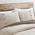 3 Piece Corduroy Duvet Cover Set Queen Tan Polyester