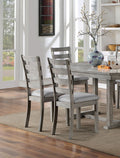 Gray Color Dining Chairs Padded Seat Set Of 2Pc Side Chair Ladder Back Kitchen Dining Room Wire Brushed Finish Gray Dining Room Classic,Modern,Transitional Dining Chairs Rubberwood Ladder Back Set