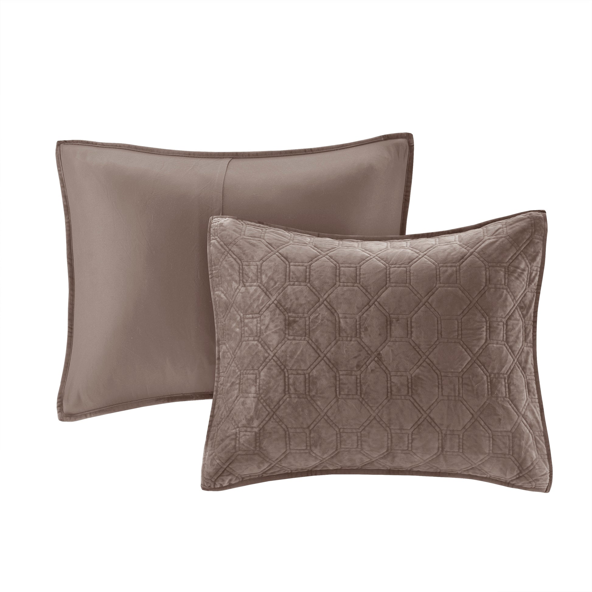 3 Piece Velvet Quilt Set Taupe King Cal King King Taupe Cotton