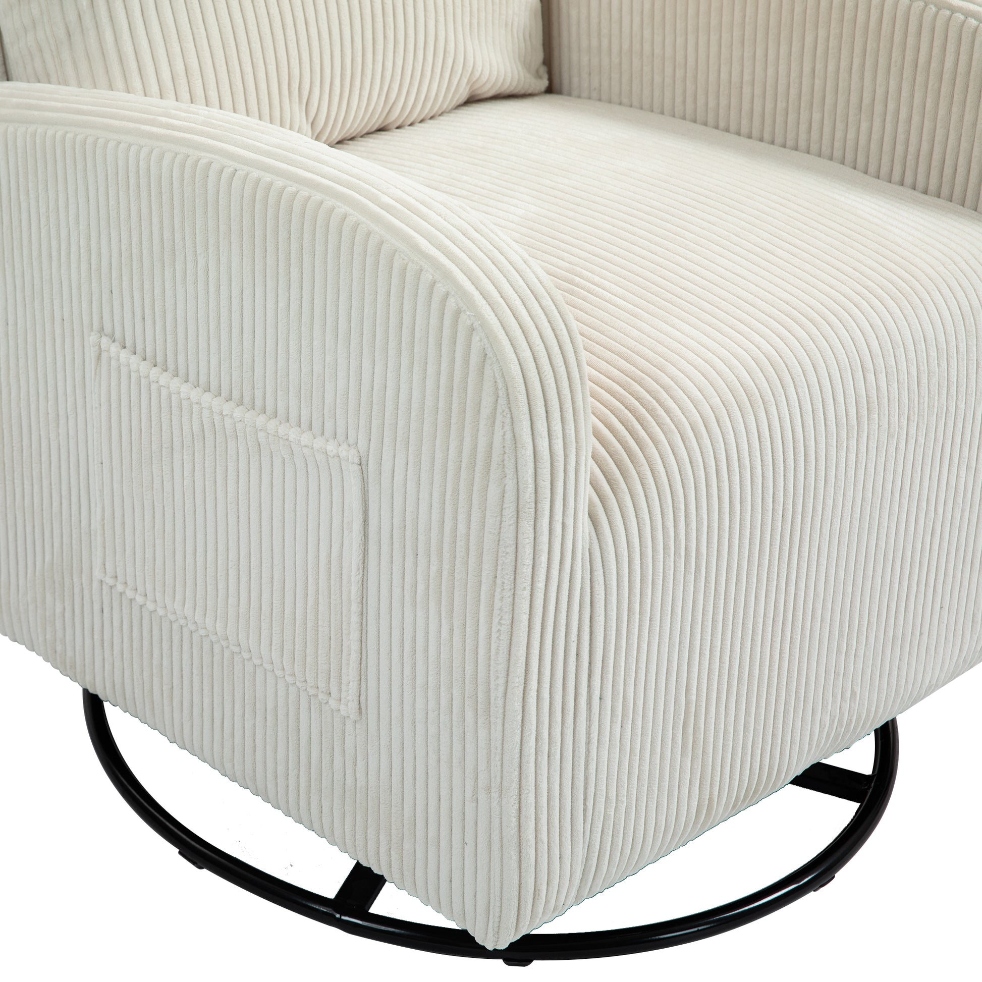 Jiada Upholstered Swivel Glider.Flannel Fabric.Rocking Chair For Nursery In Beige.Modern Style One Left Bag Beige Primary Living Space Foam Fabric Metal