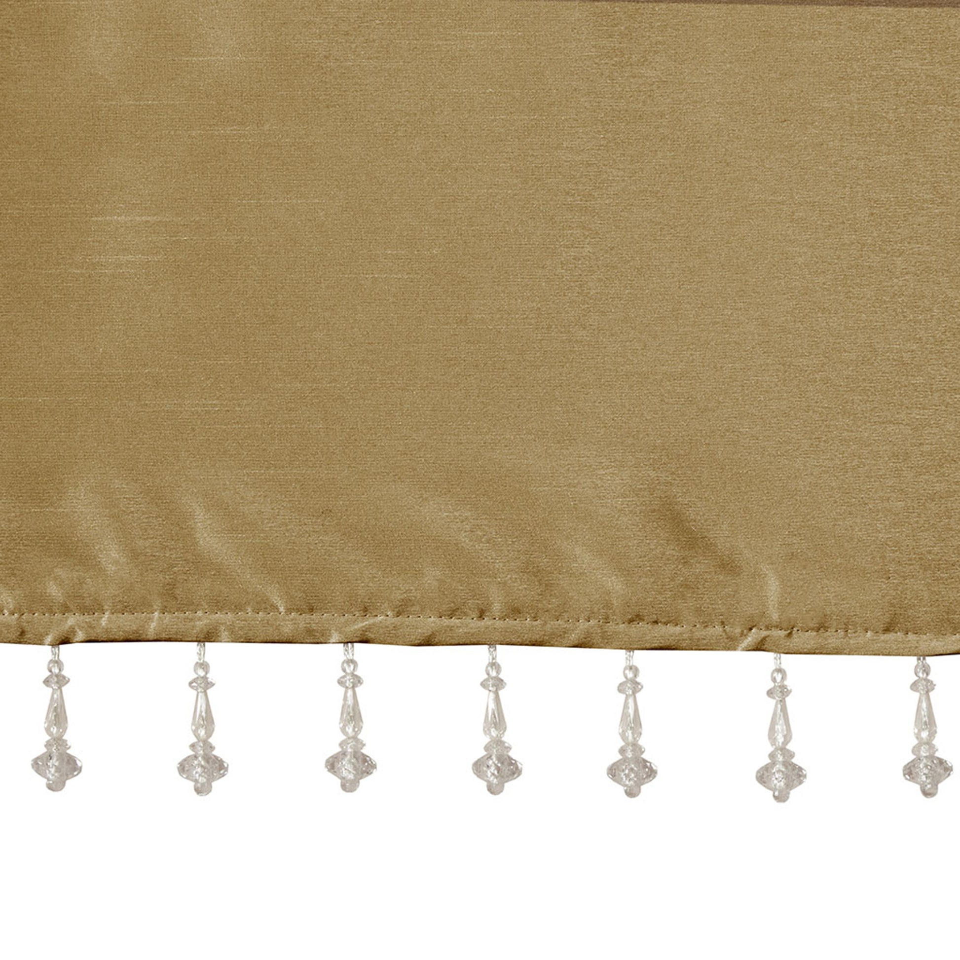 Lightweight Faux Silk Valance With Beads Bronze 50X26" Bronze Microfiber