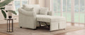 Chenille Convertible Sleeper Chair With Adjustable Backrest, 3 In 1 Lounger Chair Turns Into Bed, Single Bed For Living Room, Beige Beige Chenille