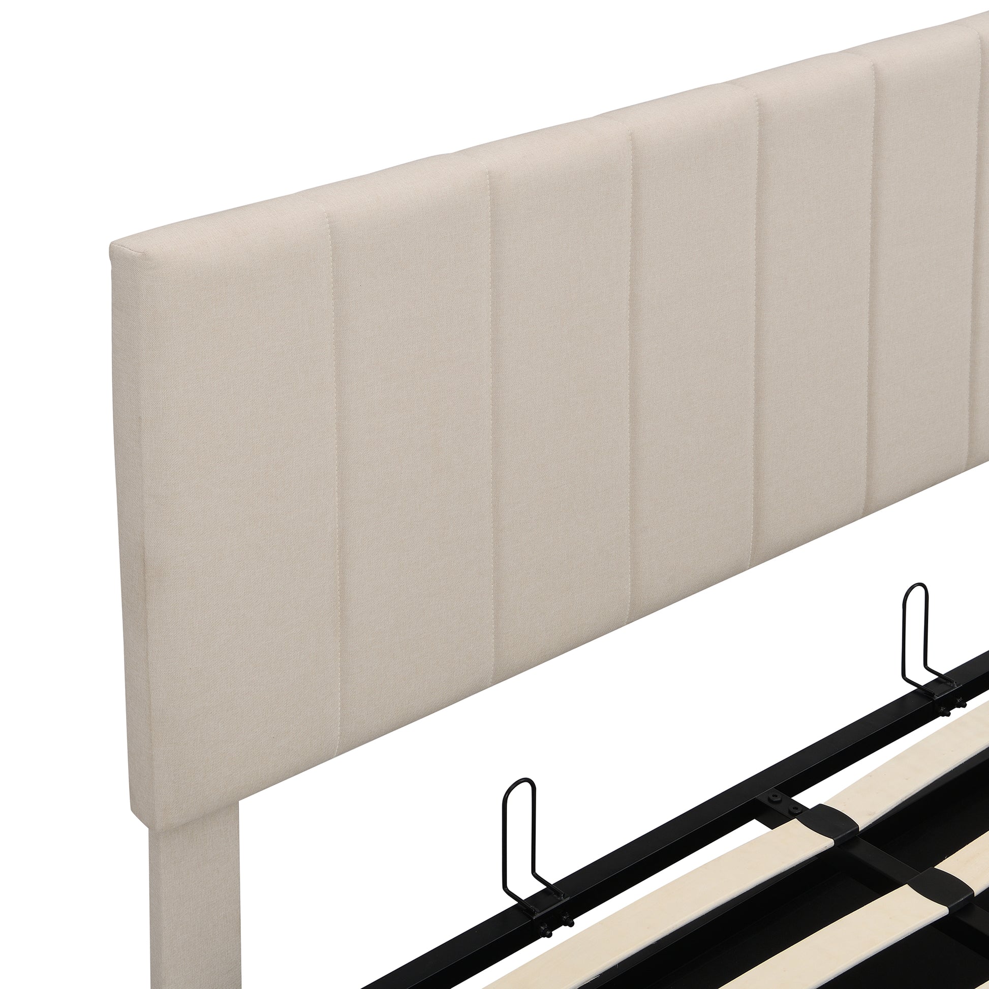 Full Size Upholstered Platform Bed With A Hydraulic Storage System Beige Old Sku: Lp000111Aaa Beige Upholstered