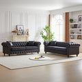 Fx 3 Seats 3 Seats Combo Sofa Modern Living Room Sofa With Solid Wood Frame And Wooden Feet, 4 Cushions, Apartment Sofa Furniture For Living Room, Living Room, Office Black Wood Pine Foam Fabric 6 Seat