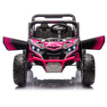 24V Two Seater Kids Ride On Utv W Parents Remote Control,Four Wheel Suspension,Slow Start,Large Wheel Design,Anti Collision Bar,Storage Space,Music,Usb,Bluetooth,Volume Control,Led Lights For Kids 3 . Pink 100 149 Lbs Polypropylene