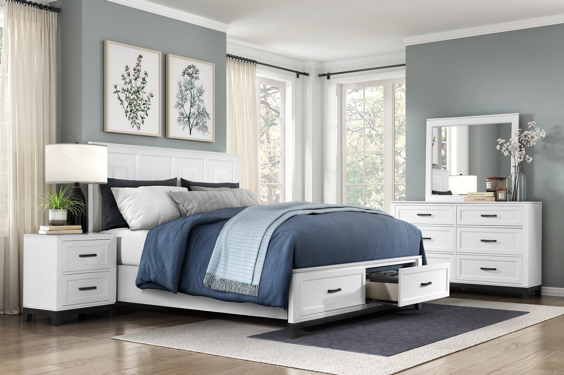 White Finish Nightstand With 2X Storage Drawers Wooden Bedroom Furniture 1Pc White 2 Drawers Bedroom Rustic,Transitional Wood