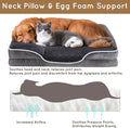35'' Orthopedic Dog Bed For Large Dog, Memory Foam Dog Bed, Egg Crate Foam Dog Couch Bed With Washable Removable Cover, Grey Grey Faux Fur