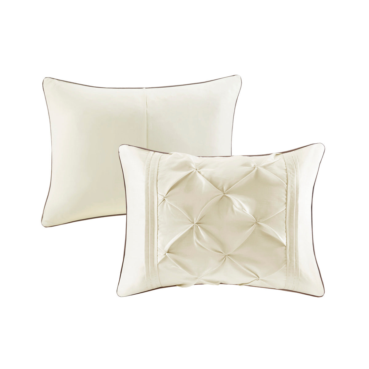 7 Piece Tufted Comforter Set Ivory Queen Queen Ivory Polyester