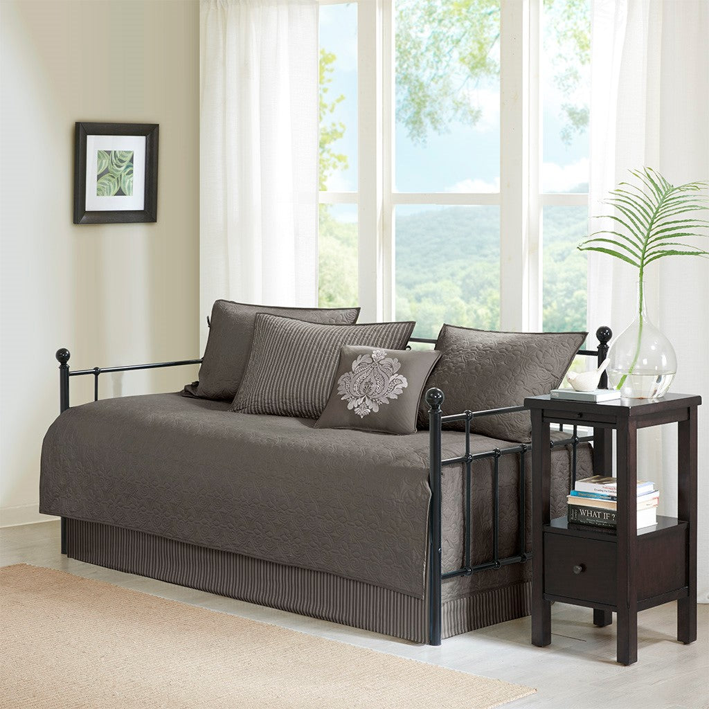 6 Piece Reversible Daybed Cover Set Dark Grey Daybed Dark Grey Cotton