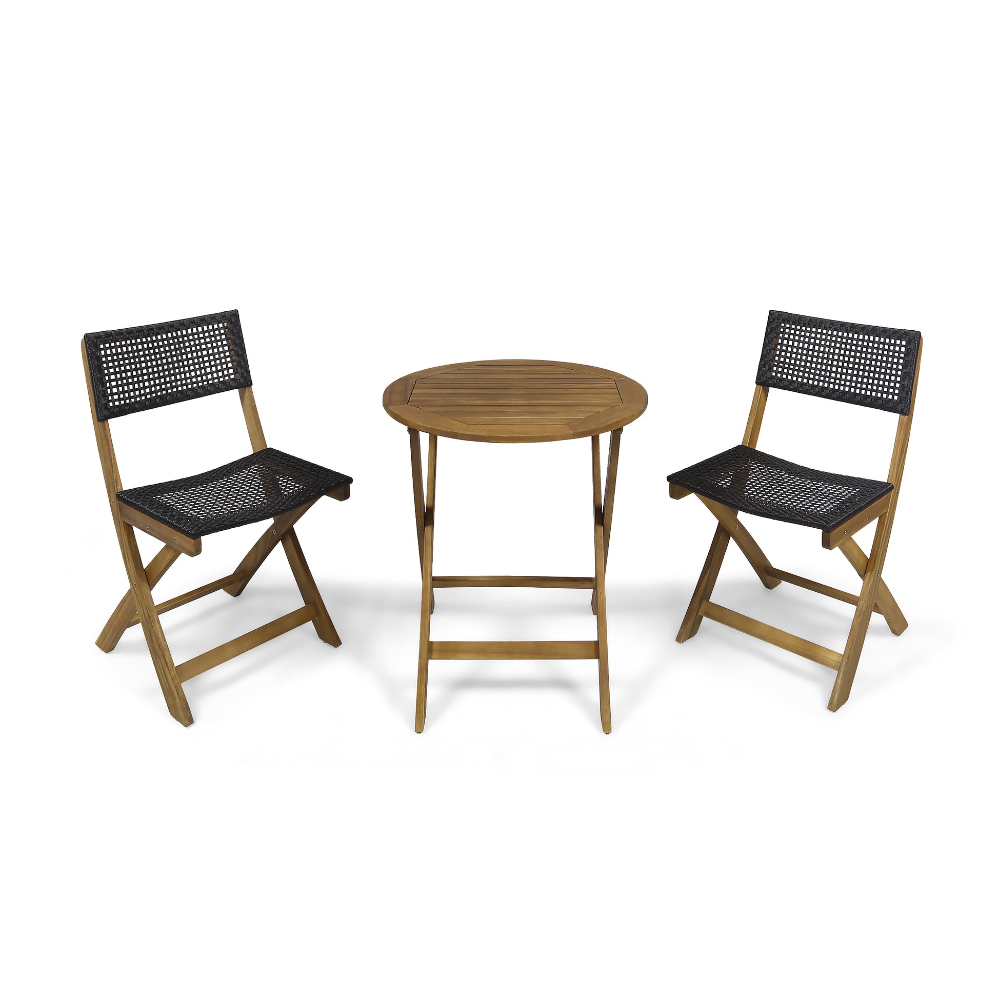 Hillside Bistro Set,2 Chairs 1 Table Brown Wood
