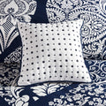 7 Piece Cotton Printed Comforter Set Indigo King King Indigo Polyester