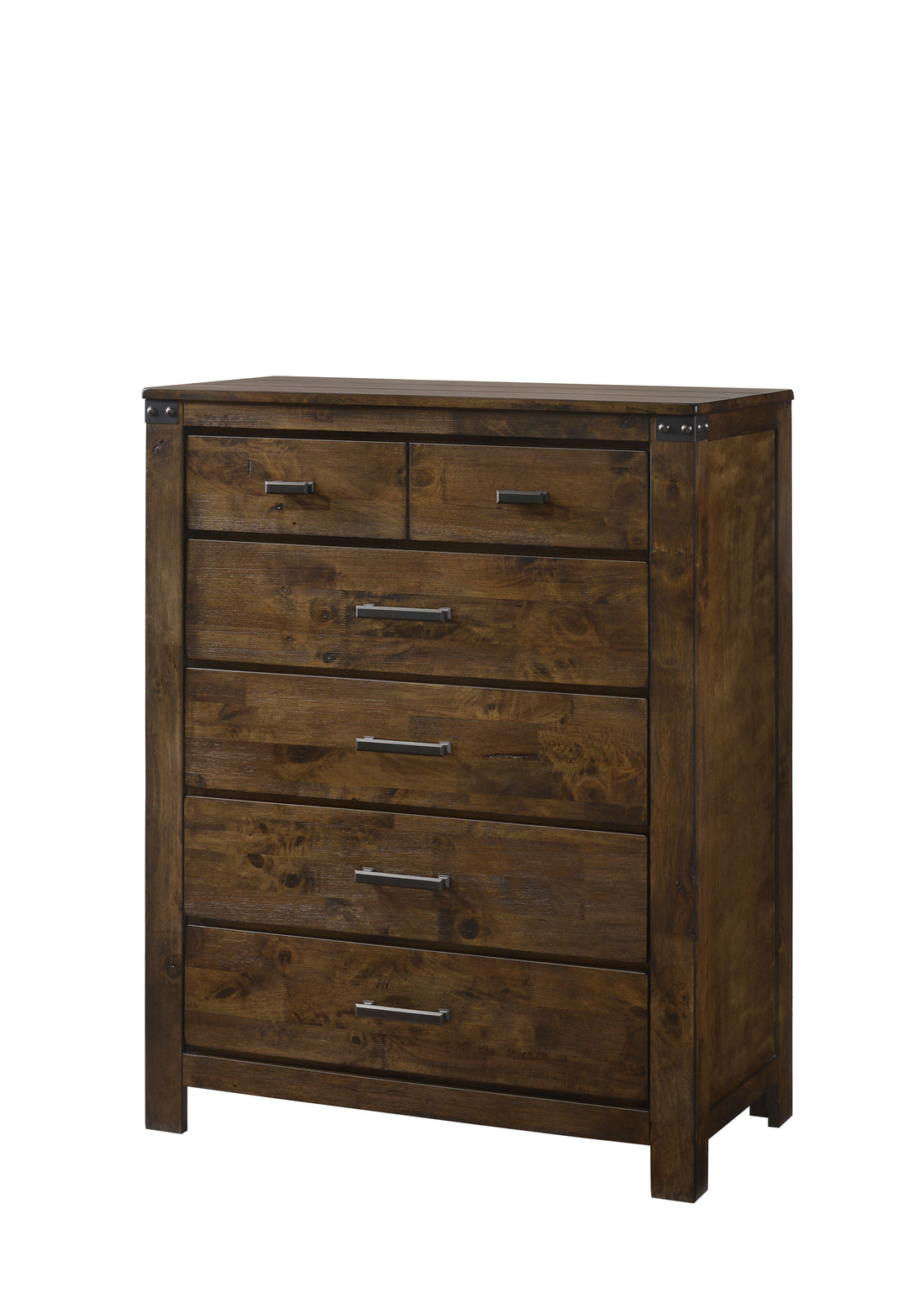 1Pc Rustic Industrial Style Brown Five Drawer Chest Bedroom Solid Wood Wooden Furniture Brown Bedroom Contemporary,Industrial,Rustic Wood