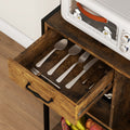 Homcom Baker'S Rack With Power Outlet And Led Lights, Coffee Bar With Storage Shelves, Industrial Microwave Stand With Wine Bottle Rack, Drawer, Barn Door Cabinet, Rustic Brown Rustic Brown Particle