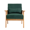 Leisure Chair With Solid Wood Armrest And Feet, Leisure Chair, Wood Frame, Velvet, L, Solid Rubber Wood Legs, Mid Century Modern Accent Chair, For Living Room Bedroom Studio Chair Emerald Corduroy