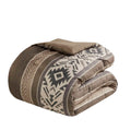 5 Piece Stripe Herringbone Comforter Set With Throw Pillows Brown Full Queen Brown Polyester