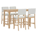 5 Piece Counter Height Dining Set, Classic Elegant Table And 4 Chairs In Natural Wood Wash Natural Wood Wash Solid Wood