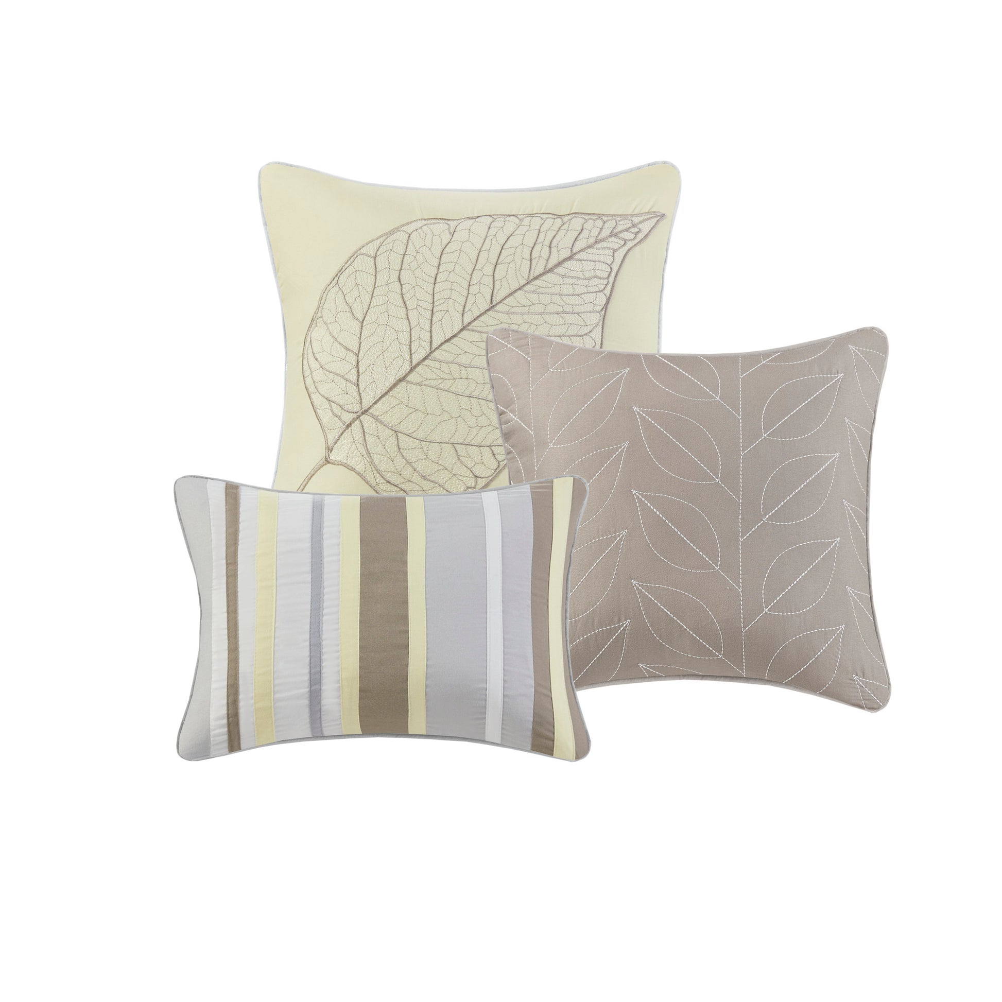 6 Piece Embroidered Quilt Set With Throw Pillows Yellow Full Queen Full Yellow White Cotton