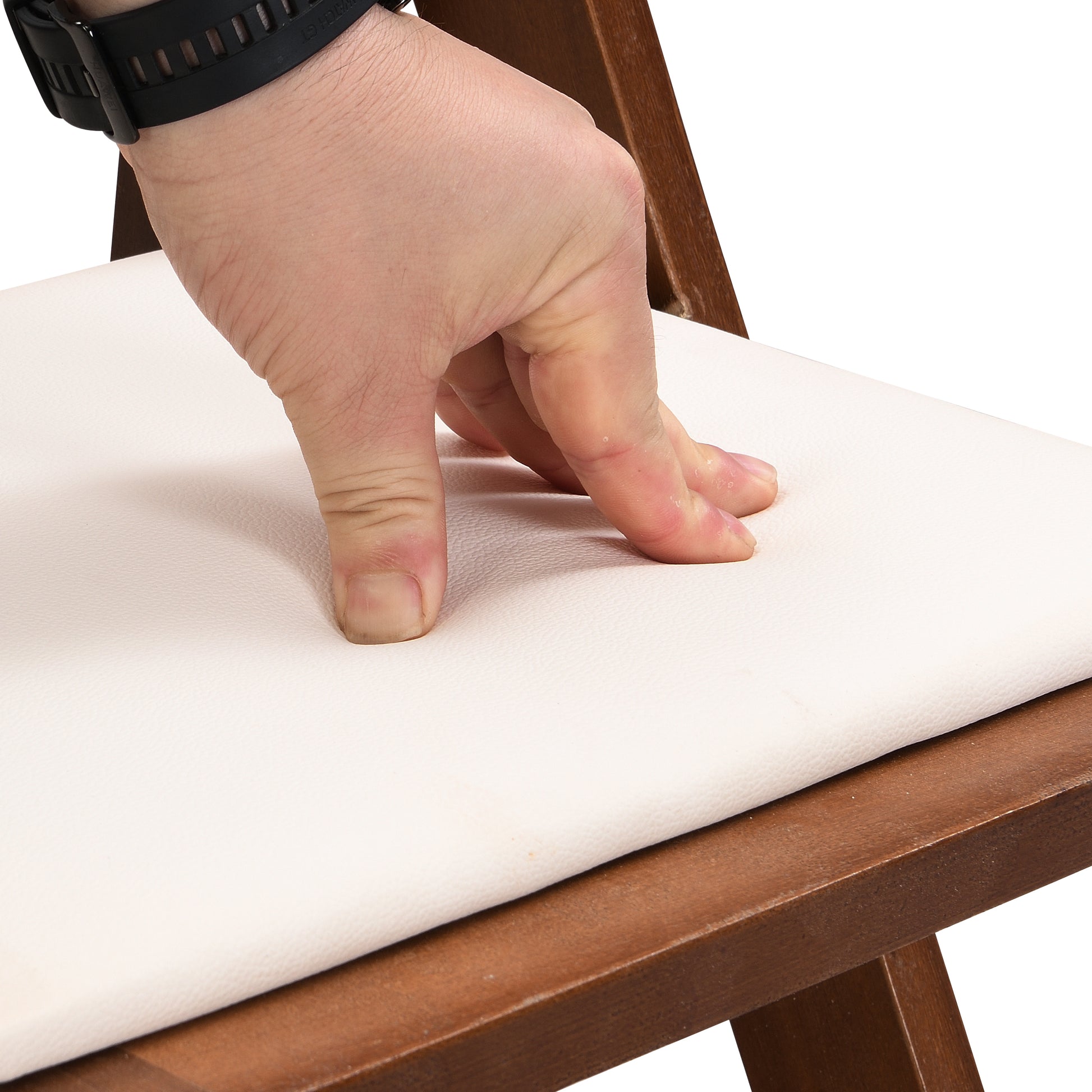 Upholstered Folding Chair, Space Saving, Easy To Carry, 4Pcs, Walnut Shelf Beige Cushion,Dining Room Natural Walnut Solid Wood