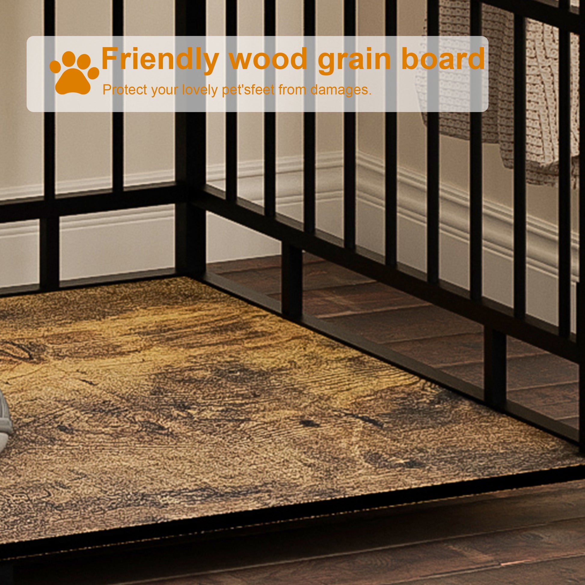43.3 Inch Dog Crate Furniture For Large Dogs,Wooden Dog Crate With Divider,Double Door Dog Kennel With Three Drawers Storages,Heavy Duty Dogs Decorative Pet House For Large Medium Dogs ,Rustic Brown