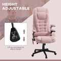 Homcom 6 Point Vibrating Massage Office Chair With Heat, Velvet High Back Executive Office Chair With Reclining Backrest, Padded Armrests And Remote, Pink Pink Polyester