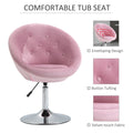 Homcom Modern Makeup Vanity Chair Round Tufted Swivel Accent Chair With Chrome Frame Height Adjustable For Living Room, Bedroom Pink Pink Steel