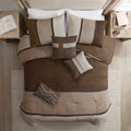 7 Piece Faux Suede Comforter Set Brown Cal King California King Brown Polyester