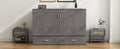 Queen Size Murphy Bed With Built In Charging Station, Antique Grey Box Spring Not Required Queen Antique Gray Wood Pine Wood