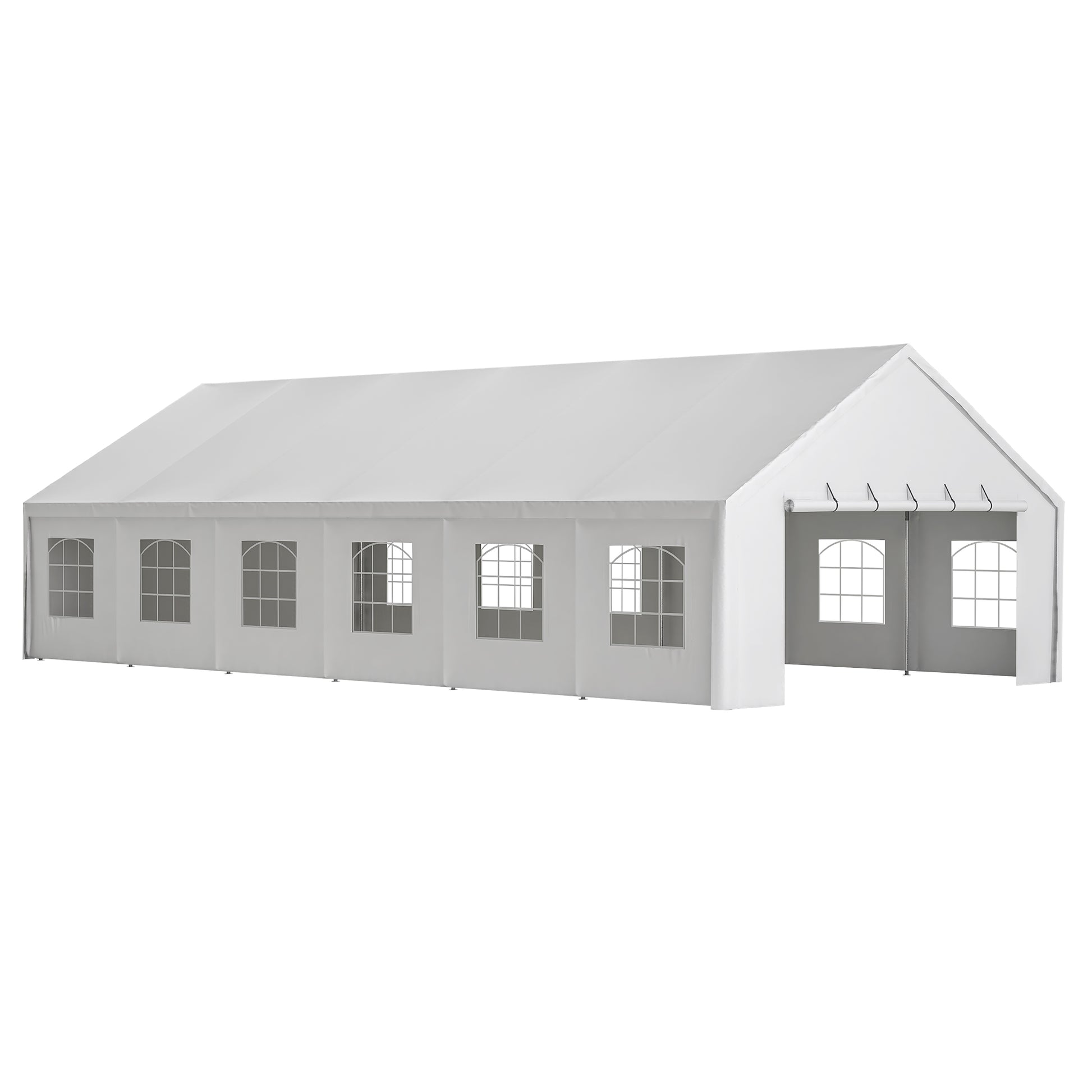 20X40Ft Party Tent Heavy Duty, Large Wedding Event Shelters With 3 Carry Bags & Removable Sidewalls, Outdoor Canopy Gazebo Commercial Tents For Parties Carport Camping Garden Patio White Metal