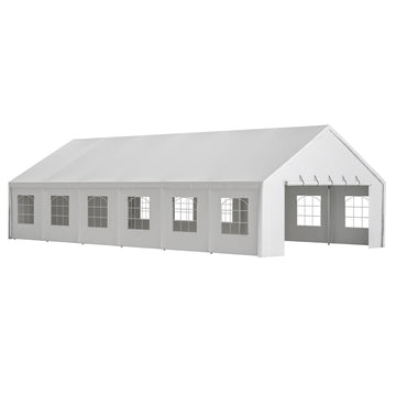 20X40Ft Party Tent Heavy Duty, Large Wedding Event Shelters With 3 Carry Bags & Removable Sidewalls, Outdoor Canopy Gazebo Commercial Tents For Parties Carport Camping Garden Patio White Metal