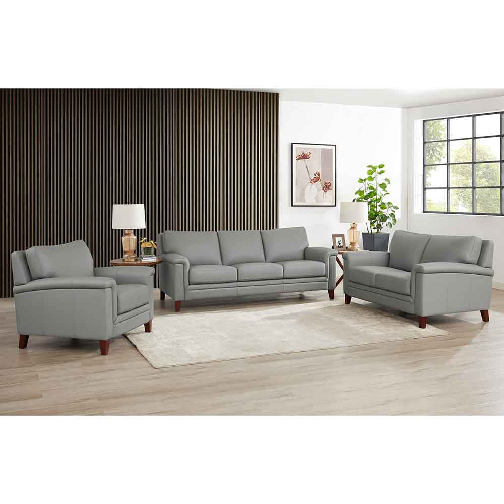 Westcott Leather Chair Silver Grey Memory Foam Genuine Leather