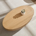 Modern Handcraft Drum Coffee Table Length 43.7 Inch Ellipse Coffee Table For Living Room,Oval Small Coffee Table With Sturdy Pedestal,Natural Ash Mdf Natural Ash Mdf