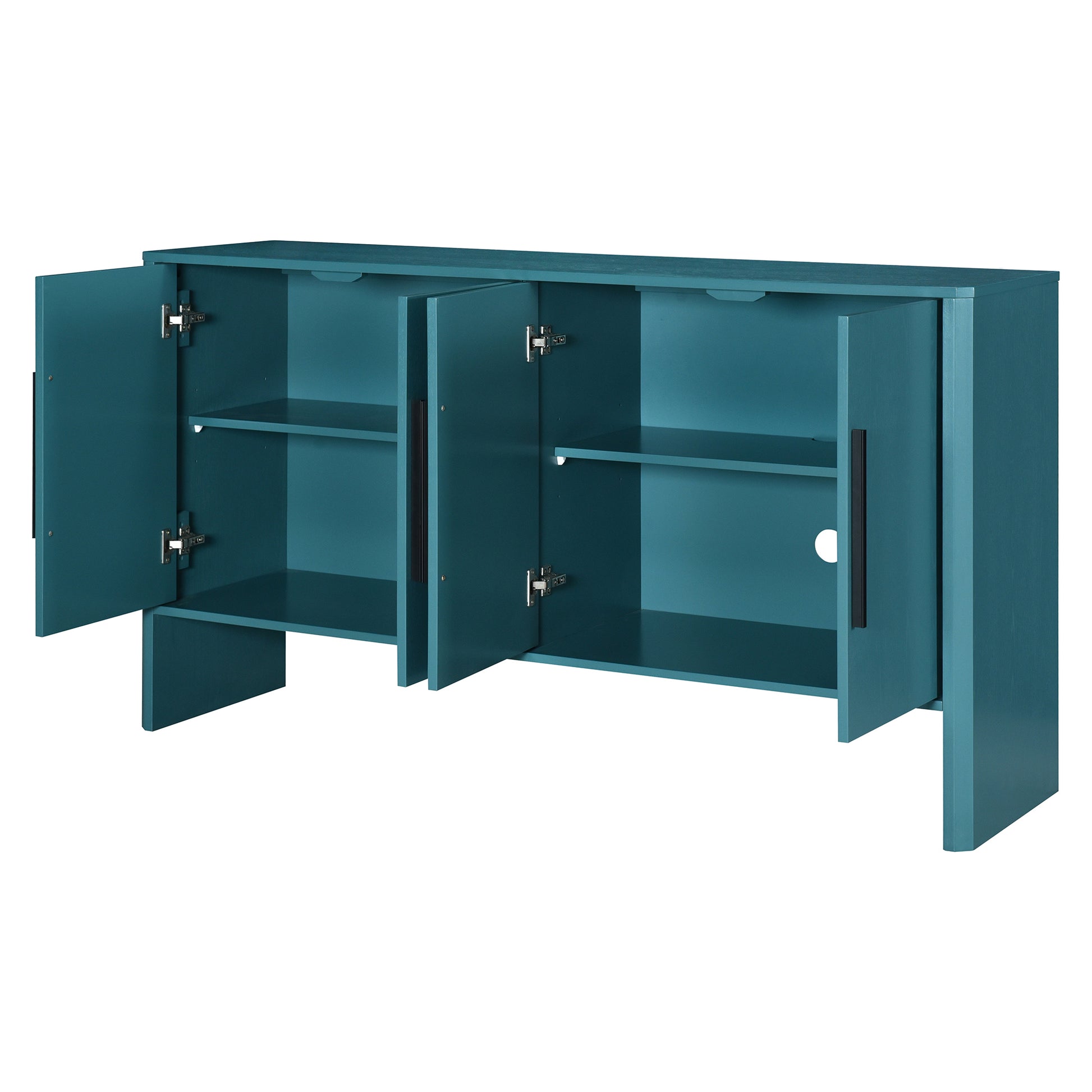 4 Door Large Storage Retro Sideboard With Adjustable Shelves And Long Handles For Kitchen, Dining Room And Living Room Antique Blue Antique Blue Mdf