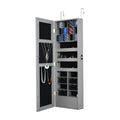 Fashion Simple Jewelry Storage Mirror Cabinet With Led Lights Can Be Hung On The Door Or Wall Grey Mdf