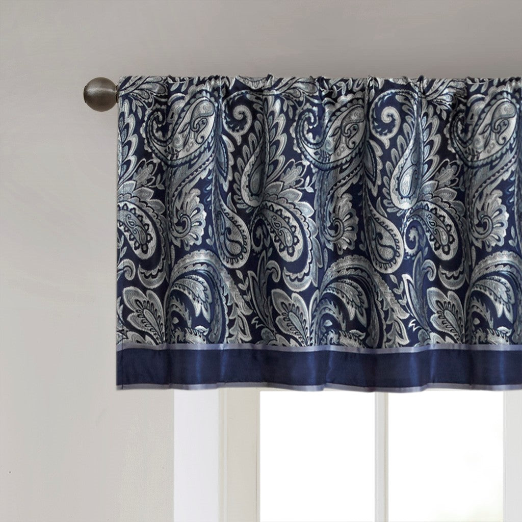 Jacquard Window Valance Navy 50X18" Navy Polyester