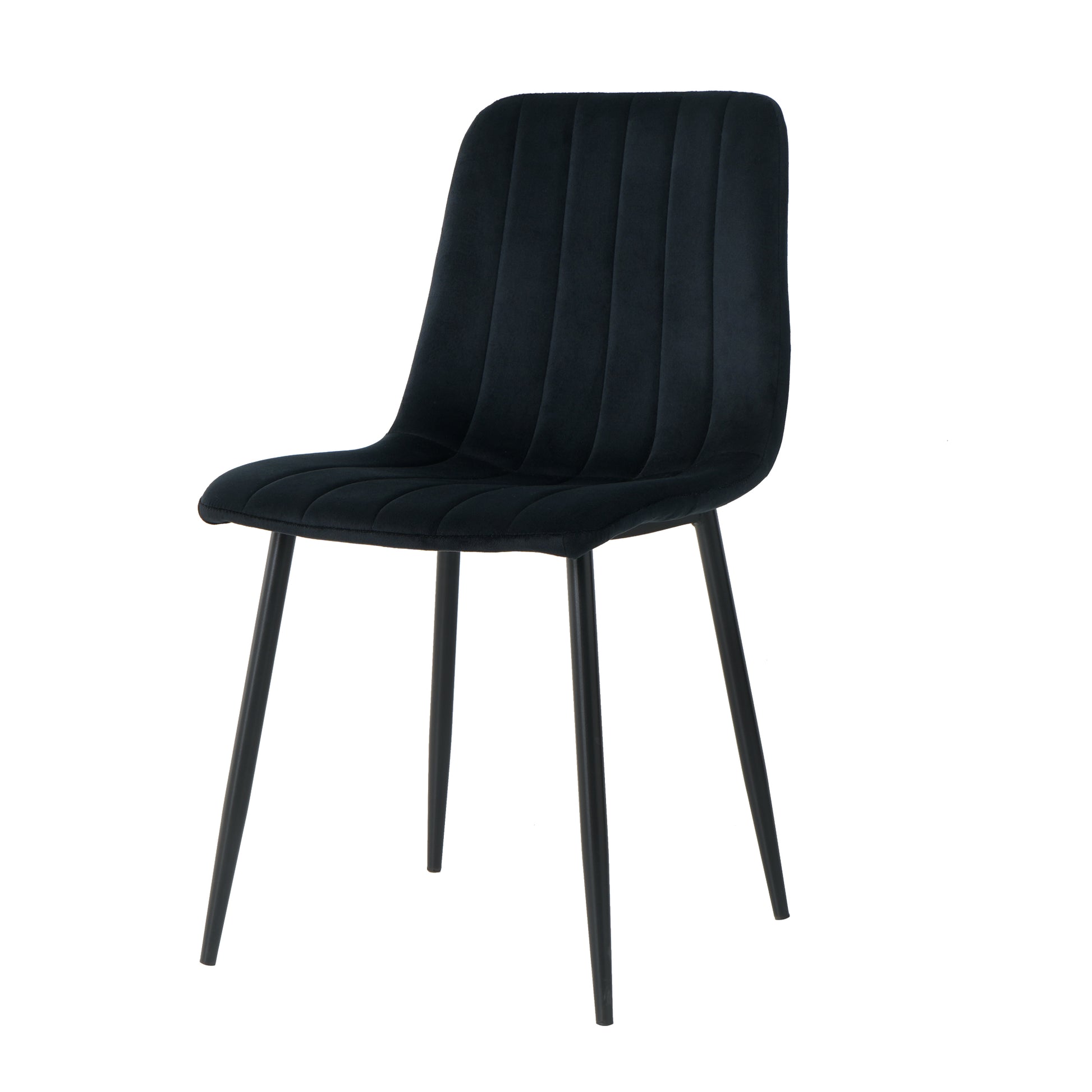 Indoor Black Velvet Dining Chair, Modern Kitchen Dining Chair With Cushion Back, Upholstered Side Chair With Black Coated Metal Legs, Family Kitchen Dining Room And Living Room Set Of 4 Metal Black