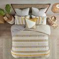 3 Piece Cotton Comforter Set Gray Yellow King Cal King King Gray Yellow Cotton