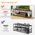 Tv Stand With Led Lights Power Outlets Tv Stand With Fabric Drawers For 65 70 75 Inches Tv Entertainment Center And Industrial Tv Console Table With Open Storage Shelves For Living Room, Bedroom