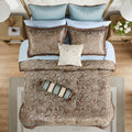 12 Piece Comforter Set With Cotton Bed Sheets Blue Brown Cal King California King Blue Brown Cotton