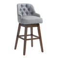 Coolmore Bar Stools Set Of 2 Counter Height Chairs With Footrest For Kitchen, Dining Room And 360 Degree Solid Wood Legs Swivel Bar Stools Set Of 2 Gray Linen Gray Foam Linen