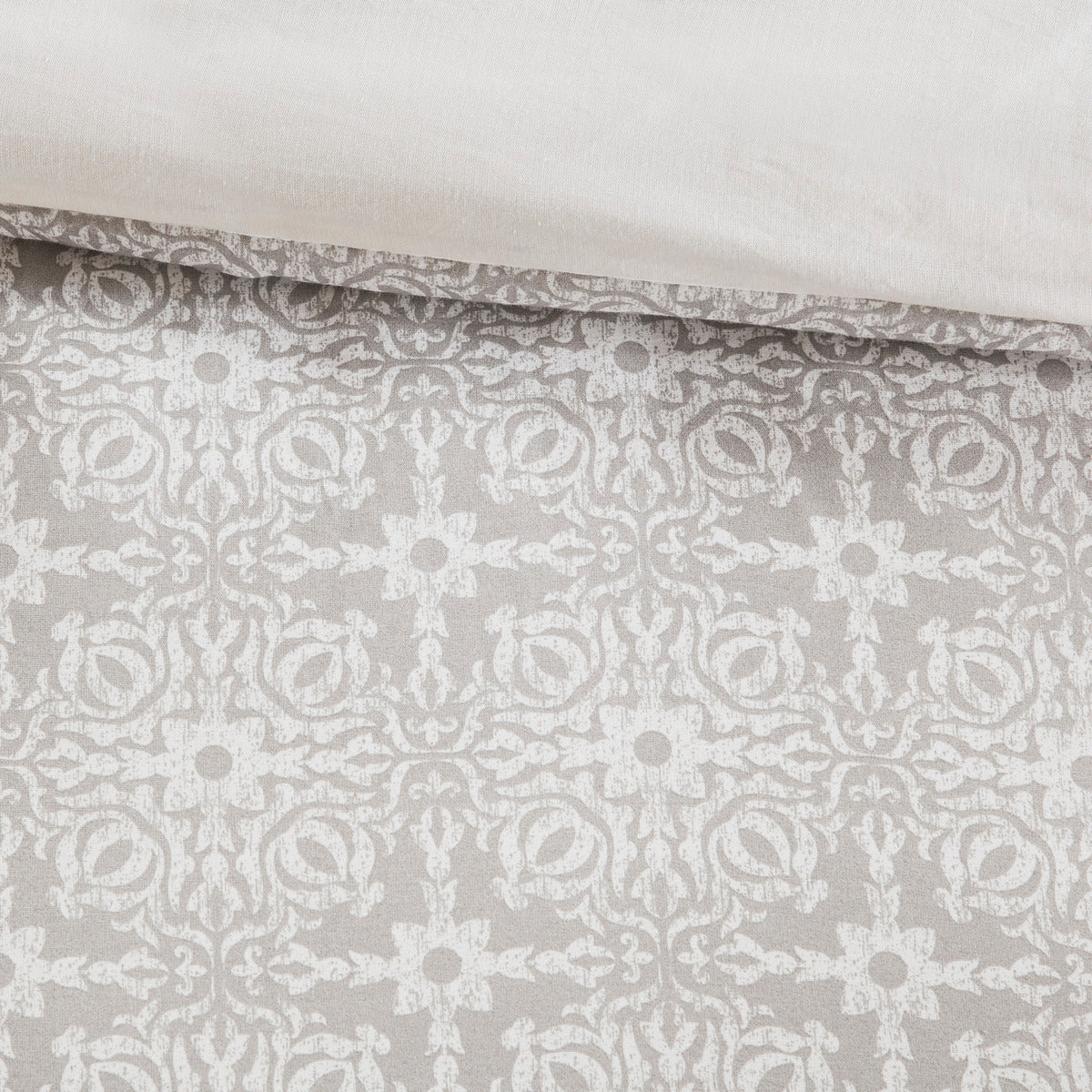 6 Piece Embroidered Cotton Reversible Comforter Set Ivory King Cal King King Ivory Polyester